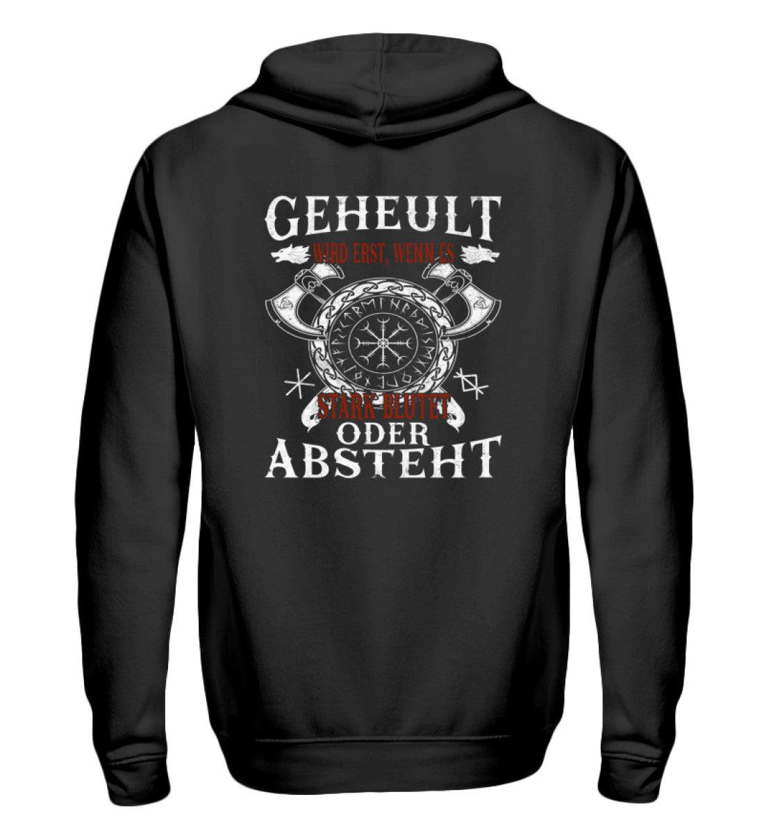 ⚔ Zipp-Hoodie „Geheult wird erst, wenn es stark blutet“ – Wikinger-Krieger Look ⚔ - Nordic Viking Wear