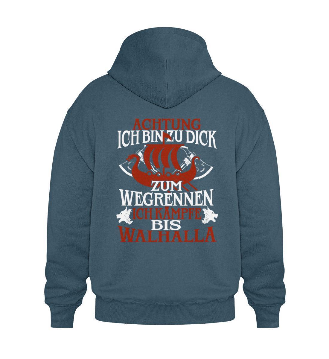Wikinger Heavy Vintage Hoodie "Achtung Ich Bin Zu Dick Zum Wegrennen" - Nordic Viking Wear