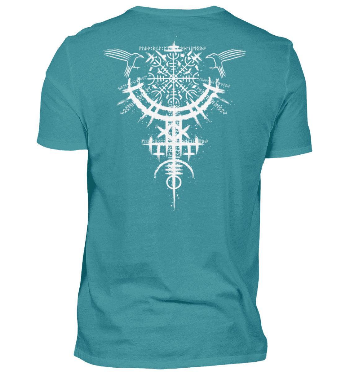 Wikinger Standard Backprint Shirt mit Nordischem Helm Of Awe Symbol – Männer Mythologie - Nordic Viking Wear