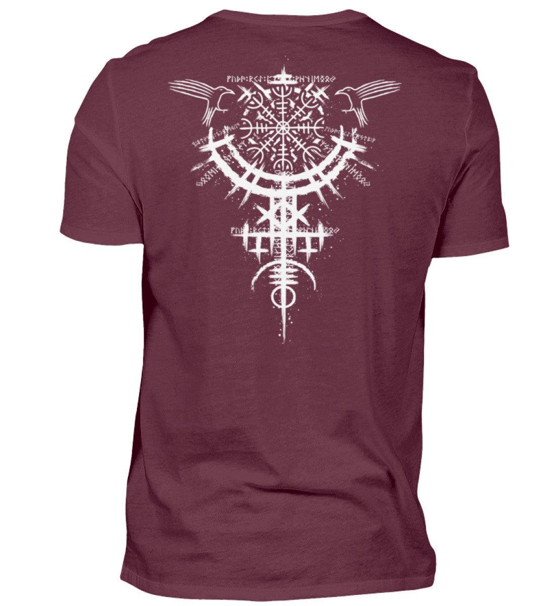 Wikinger Standard Backprint Shirt mit Nordischem Helm Of Awe Symbol – Männer Mythologie - Nordic Viking Wear