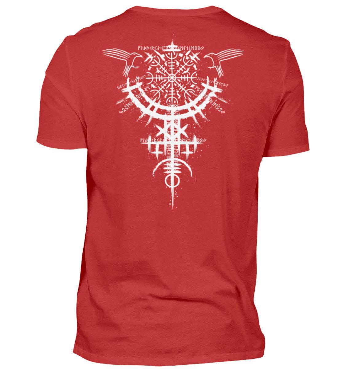 Wikinger Standard Backprint Shirt mit Nordischem Helm Of Awe Symbol – Männer Mythologie - Nordic Viking Wear