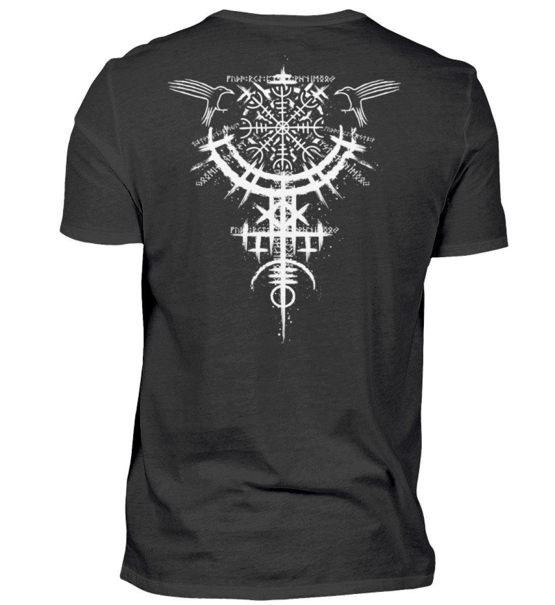 Wikinger Standard Backprint Shirt mit Nordischem Helm Of Awe Symbol – Männer Mythologie - Nordic Viking Wear