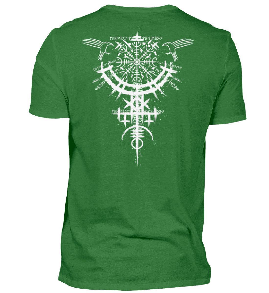 Wikinger Standard Backprint Shirt mit Nordischem Helm Of Awe Symbol – Männer Mythologie - Nordic Viking Wear
