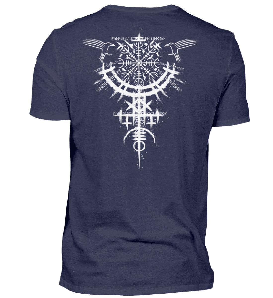Wikinger Standard Backprint Shirt mit Nordischem Helm Of Awe Symbol – Männer Mythologie - Nordic Viking Wear