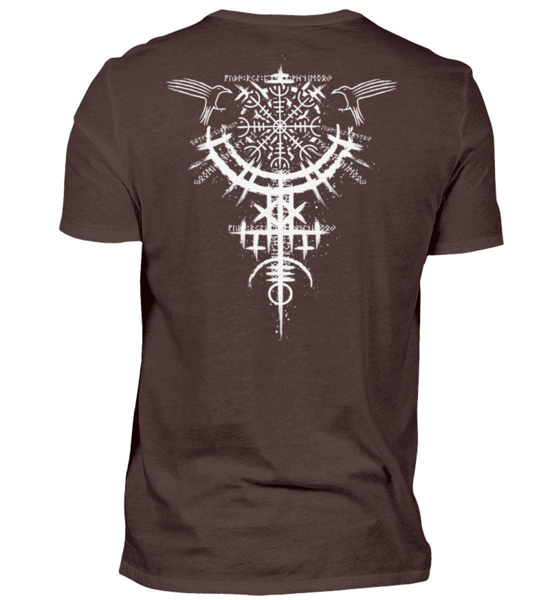 Wikinger Standard Backprint Shirt mit Nordischem Helm Of Awe Symbol – Männer Mythologie - Nordic Viking Wear