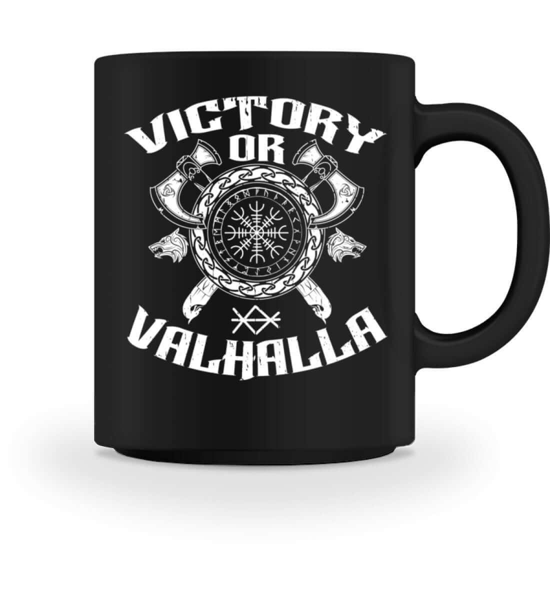 "Triumph des Kriegers: 'Victory or Valhalla' Wikinger-Tasse für den mutigen Start in den Tag" - Nordic Viking Wear