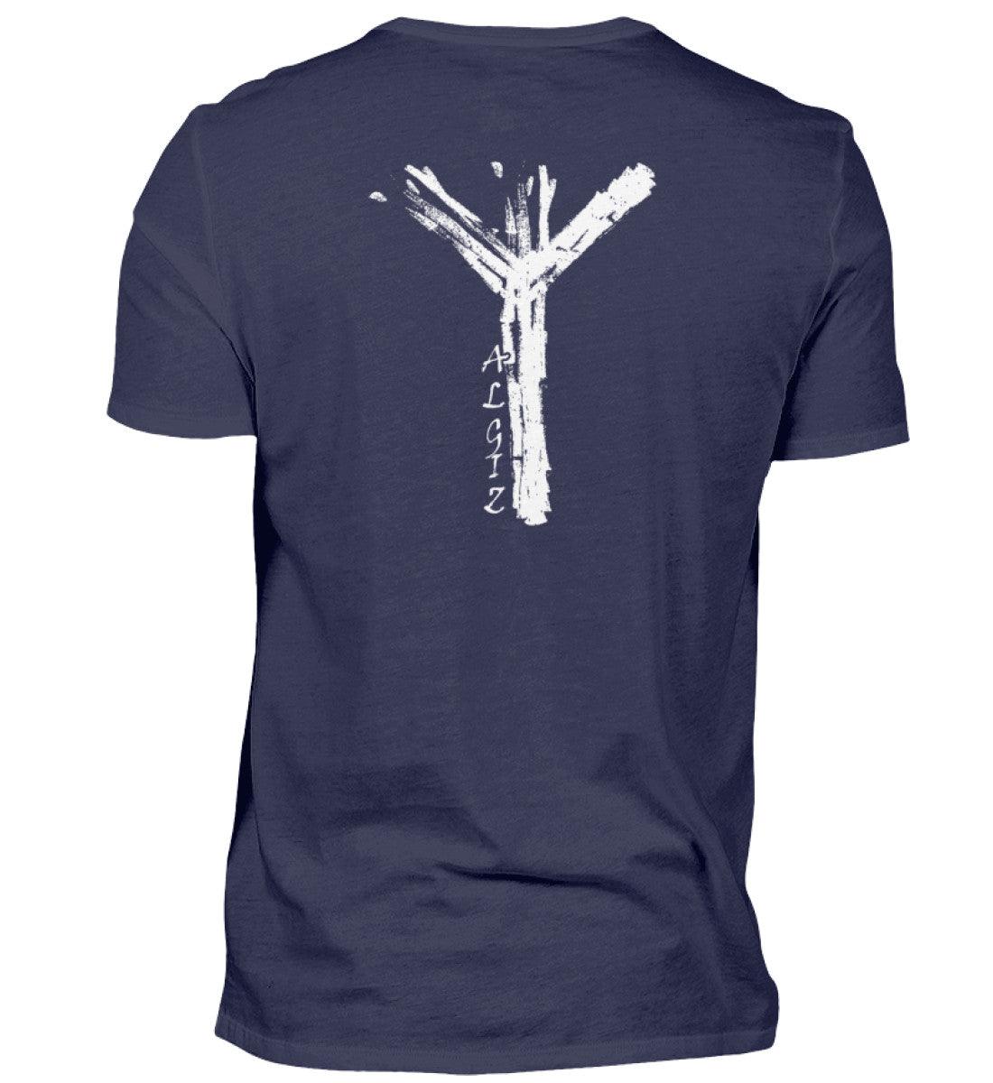 Wikinger Premium Shirt Front und Backprint mit Algiz-Rune mit Nordischer Schutzrune - Nordic Viking Wear