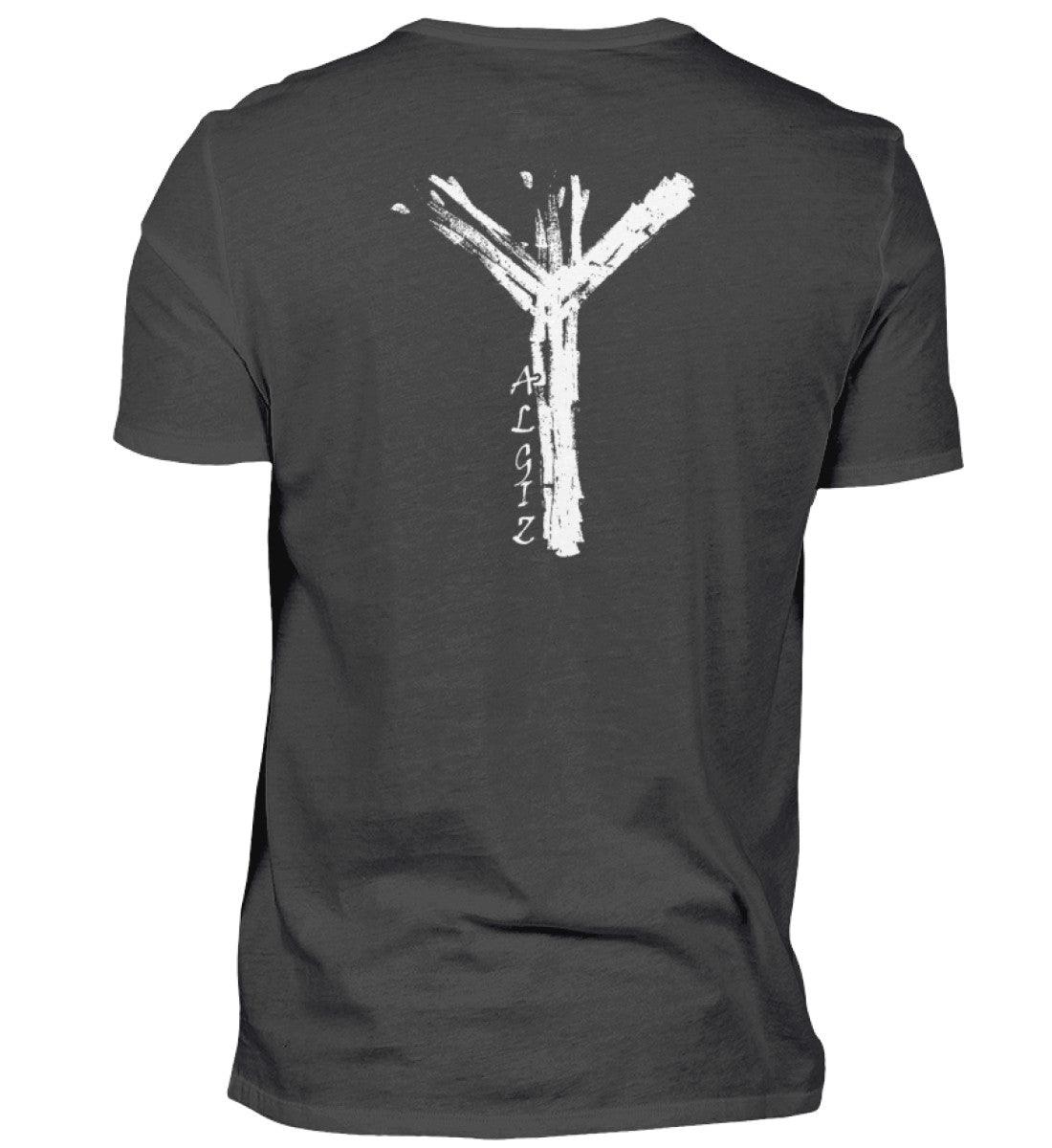 Wikinger Premium Shirt Front und Backprint mit Algiz-Rune mit Nordischer Schutzrune - Nordic Viking Wear