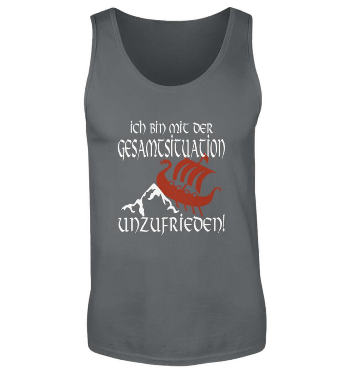 Lustiges Wikinger Tanktop 'Unzufrieden' – Humorvoll auf Kollisionskurs - Nordic Viking Wear