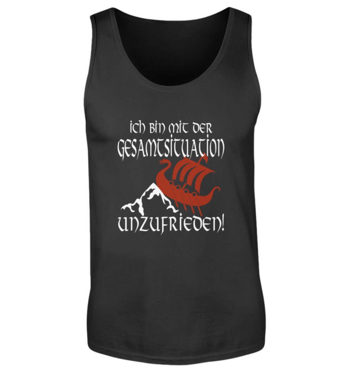 Lustiges Wikinger Tanktop 'Unzufrieden' – Humorvoll auf Kollisionskurs - Nordic Viking Wear