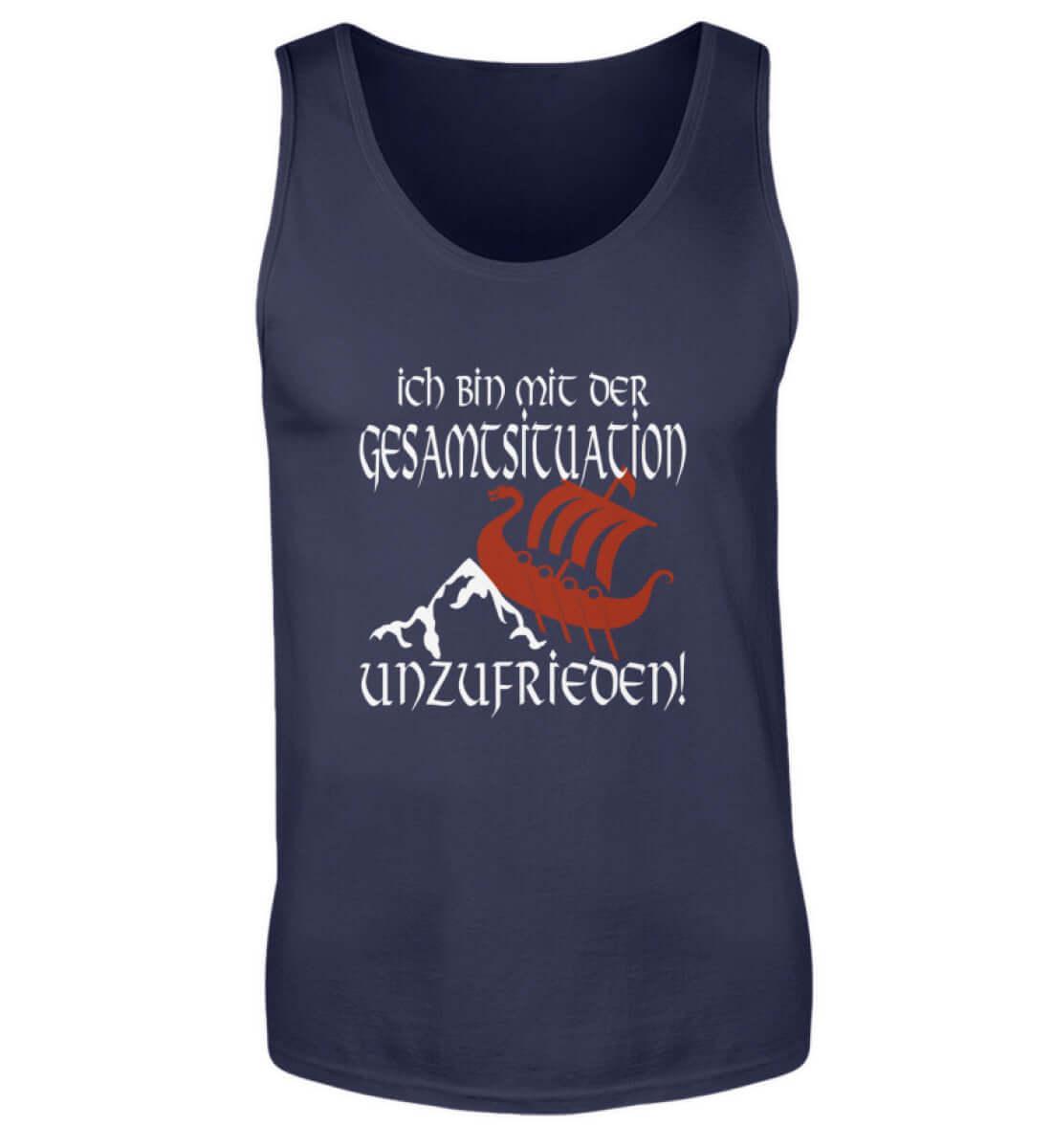 Lustiges Wikinger Tanktop 'Unzufrieden' – Humorvoll auf Kollisionskurs - Nordic Viking Wear