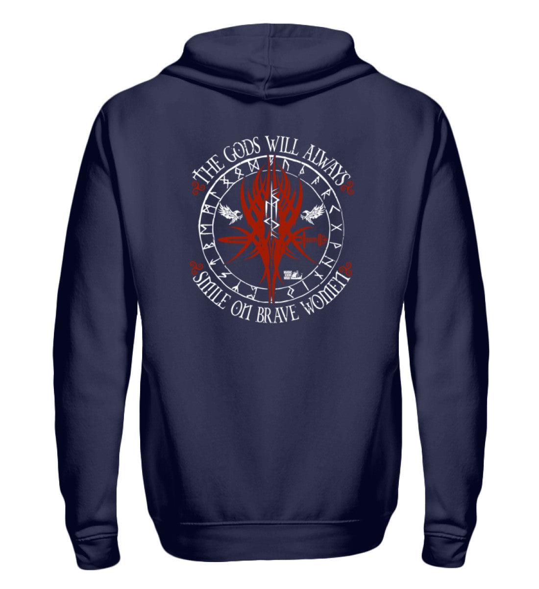 The Gods Will Always Smile on Brave Women – Wikinger Zipp-Hoodie für Schildmaiden ⚔️🔥 - Nordic Viking Wear