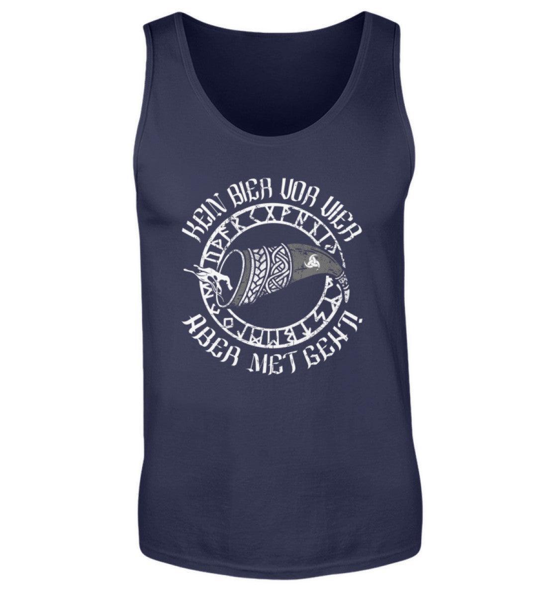 Lustiges Wikinger-Tanktop "Kein Bier vor Vier, aber Met geht!" – Humorvolles Nordisches Trink-Motiv - Nordic Viking Wear