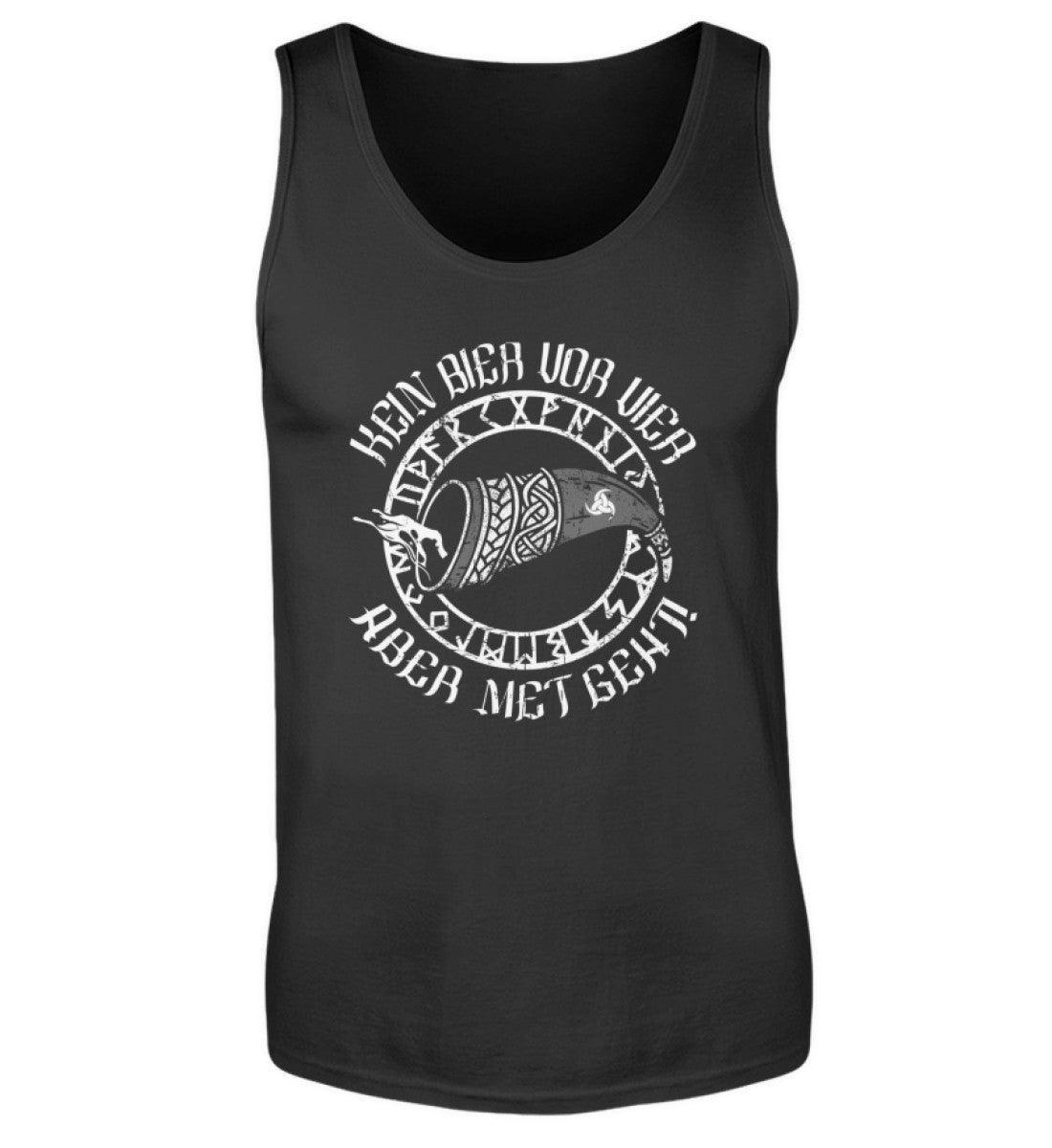 Lustiges Wikinger-Tanktop "Kein Bier vor Vier, aber Met geht!" – Humorvolles Nordisches Trink-Motiv - Nordic Viking Wear