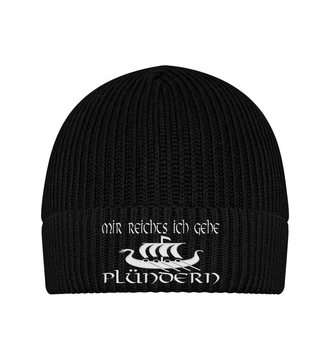 Wikinger/Schildmaiden Organic Beanie mit Stick "Plündergeist" – Hol Dir Dein Abenteuer - Nordic Viking Wear