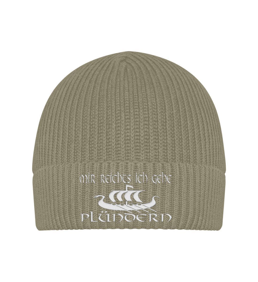 Wikinger/Schildmaiden Organic Beanie mit Stick "Plündergeist" – Hol Dir Dein Abenteuer - Nordic Viking Wear