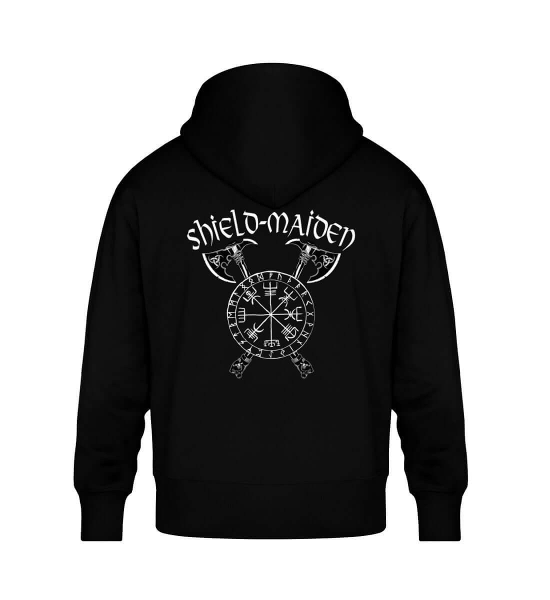 Shield-Maiden Warrior Oversized Hoodie – Mutiger Schildmaiden Backprint Pullover - Nordic Viking Wear