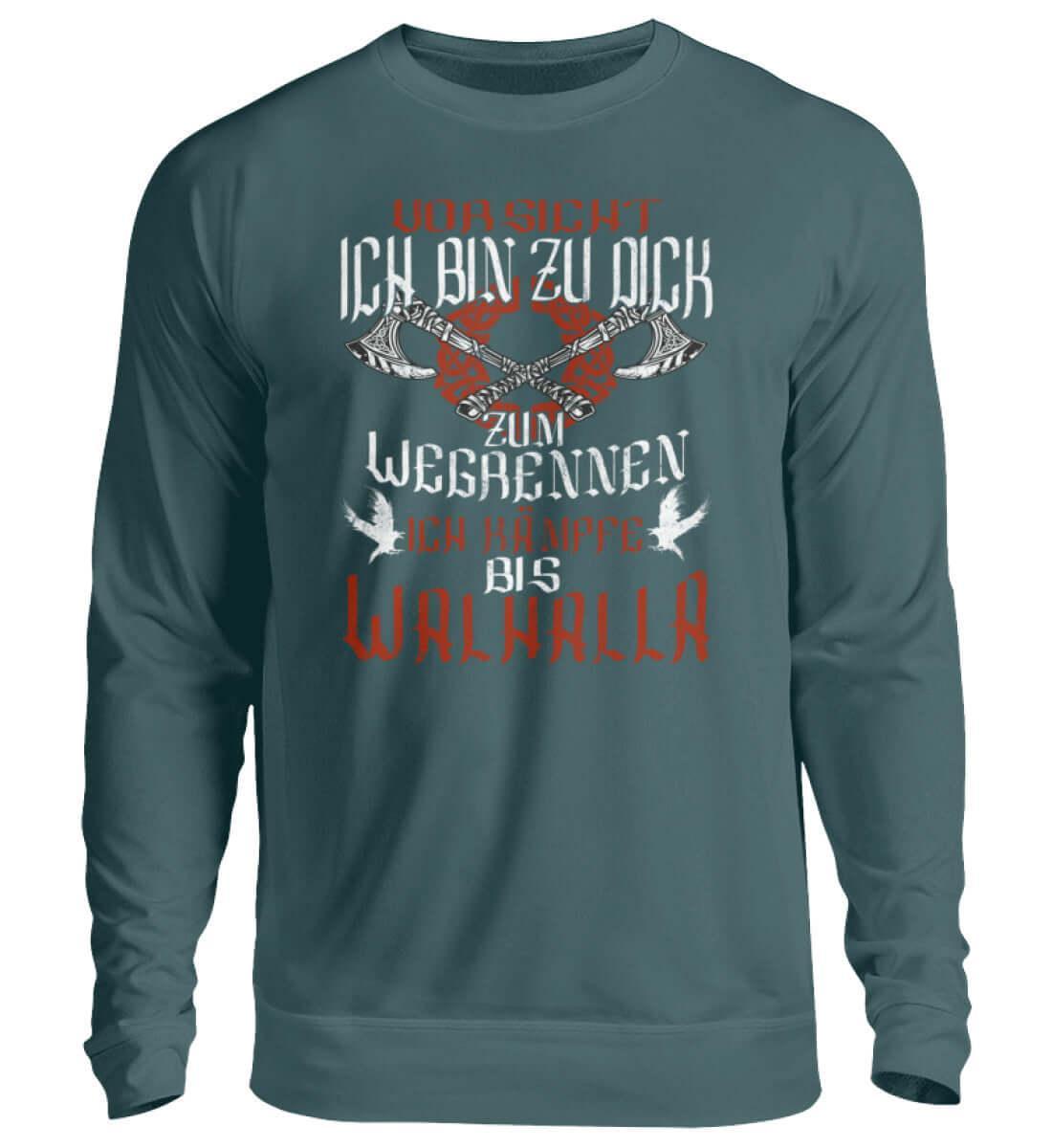 "Lustiges Wikinger-Sweatshirt – 'Ich bin zu dick zum Wegrennen - Nordic Viking Wear