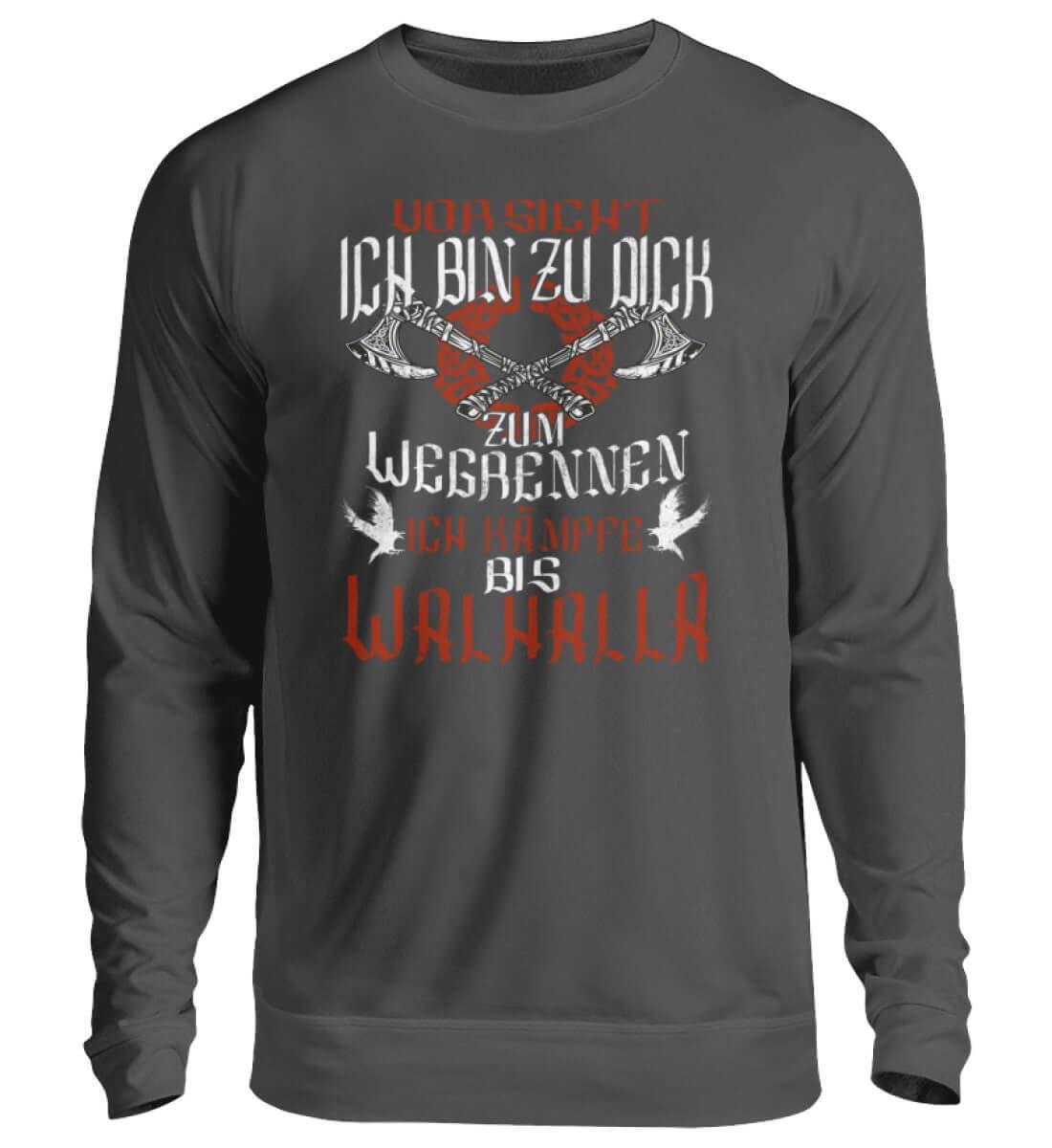"Lustiges Wikinger-Sweatshirt – 'Ich bin zu dick zum Wegrennen - Nordic Viking Wear