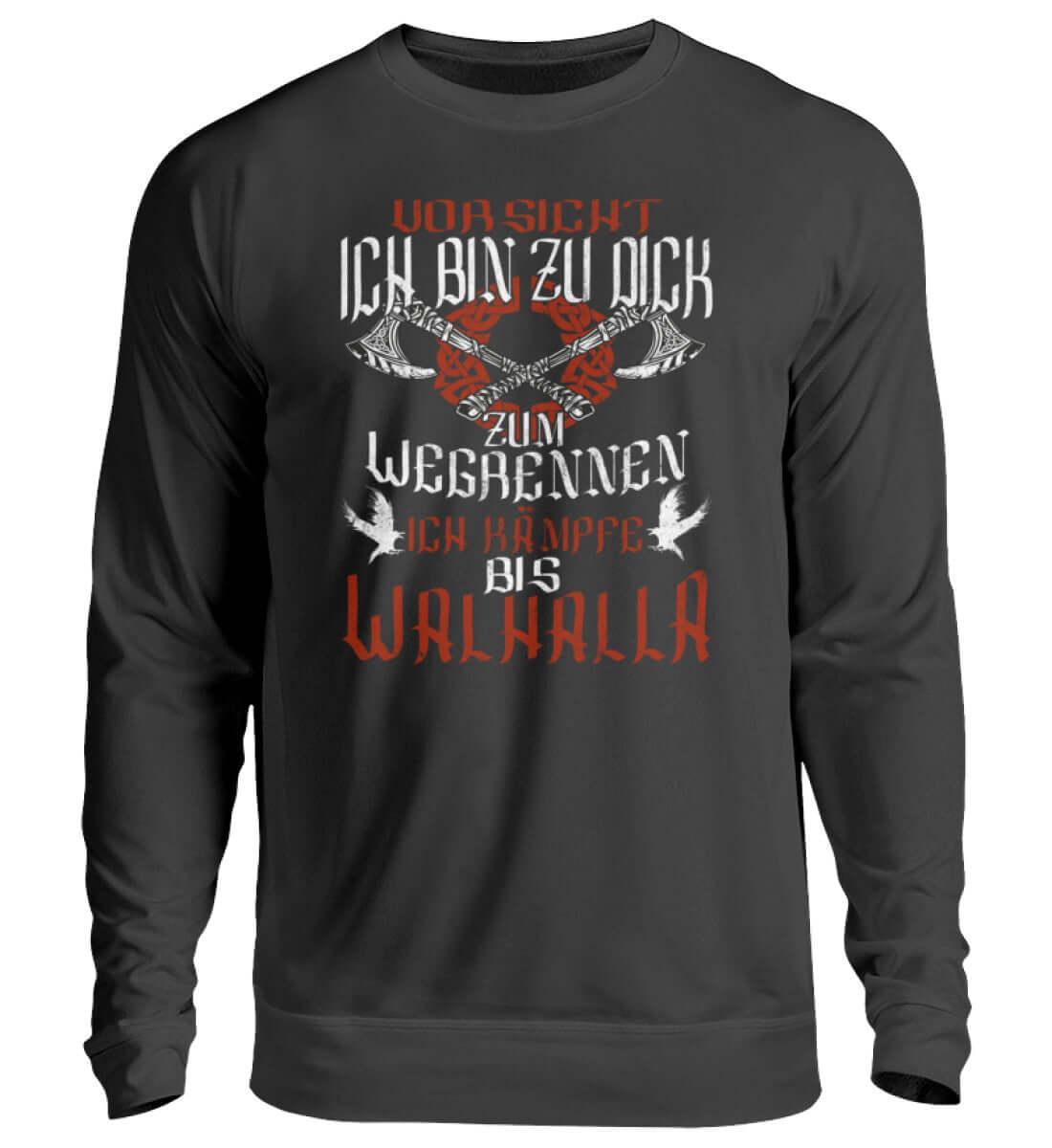 "Lustiges Wikinger-Sweatshirt – 'Ich bin zu dick zum Wegrennen - Nordic Viking Wear