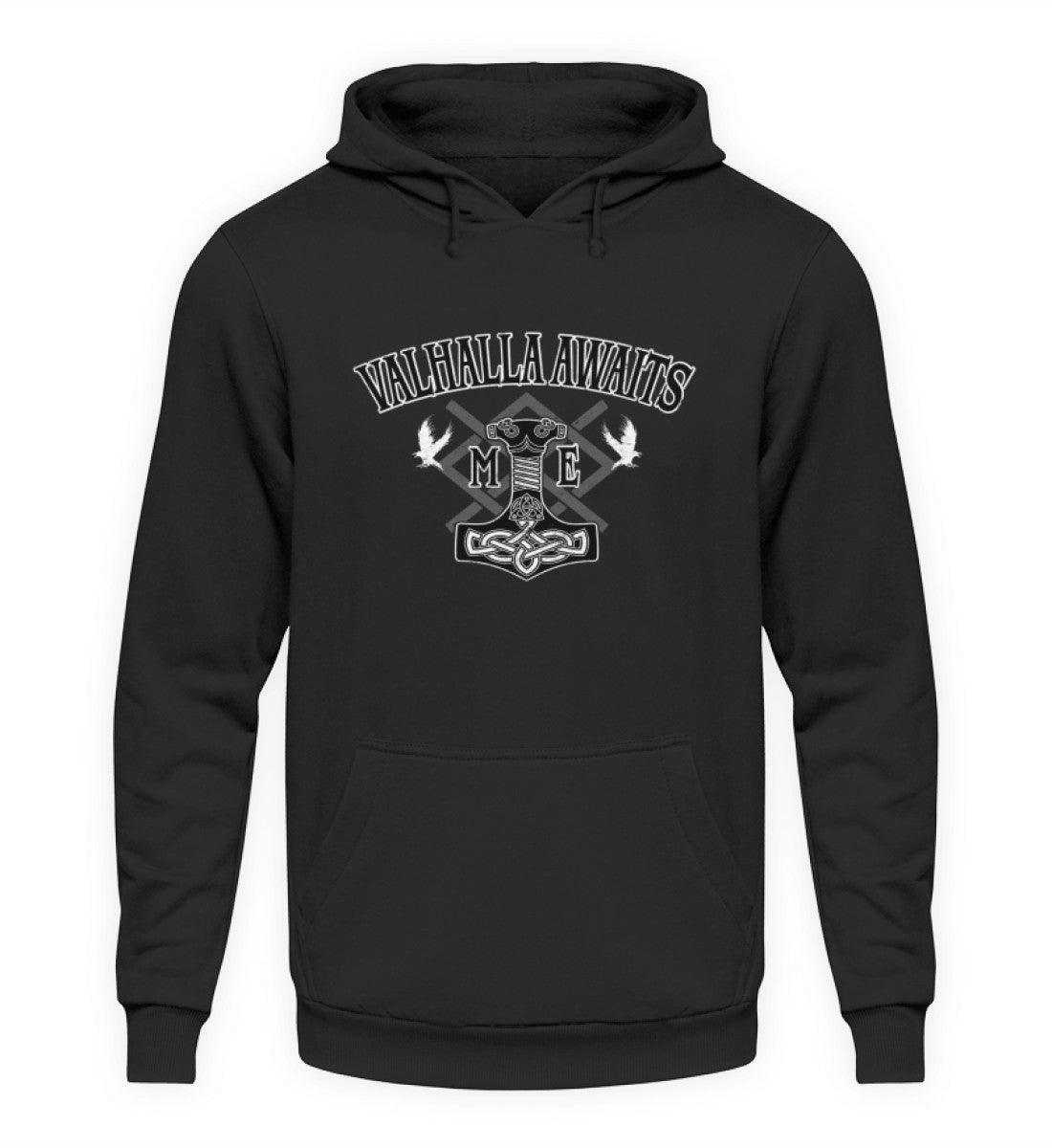 Wikinger Mjölnir und Grungir Hoodie - Valhalla Awaits Me - Nordische Mythologie - Nordic Viking Wear
