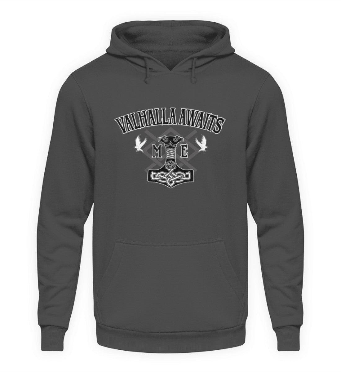 Wikinger Mjölnir und Grungir Hoodie - Valhalla Awaits Me - Nordische Mythologie - Nordic Viking Wear