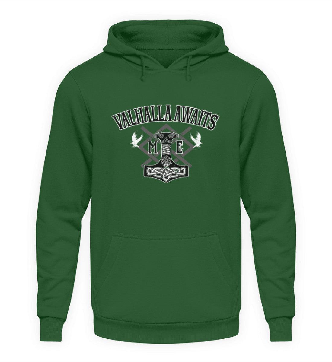 Wikinger Mjölnir und Grungir Hoodie - Valhalla Awaits Me - Nordische Mythologie - Nordic Viking Wear