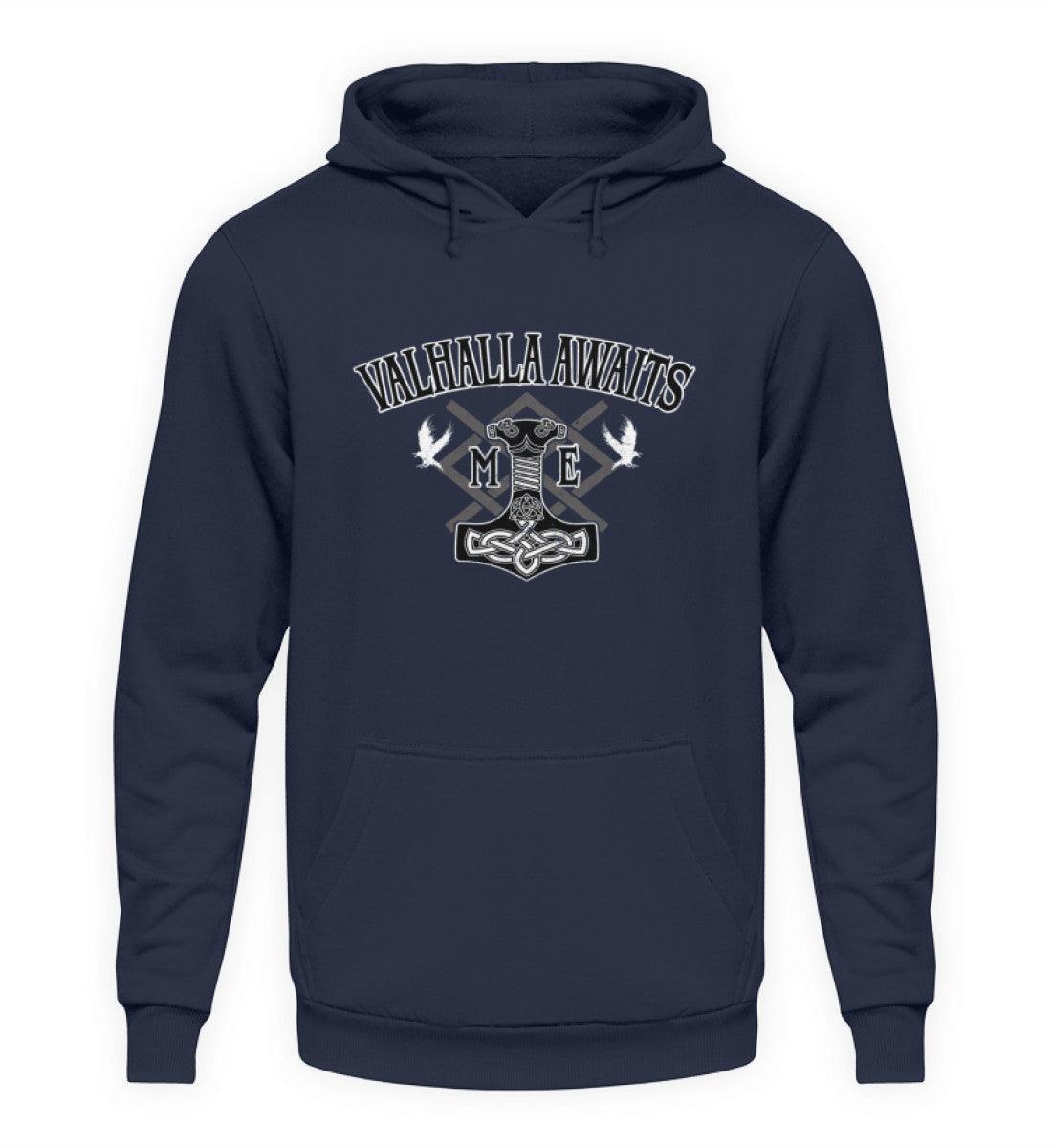 Wikinger Mjölnir und Grungir Hoodie - Valhalla Awaits Me - Nordische Mythologie - Nordic Viking Wear