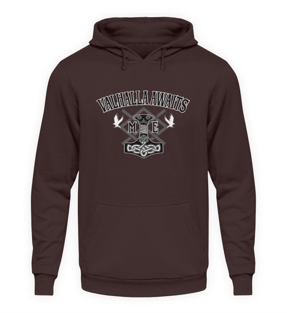 Wikinger Mjölnir und Grungir Hoodie - Valhalla Awaits Me - Nordische Mythologie - Nordic Viking Wear