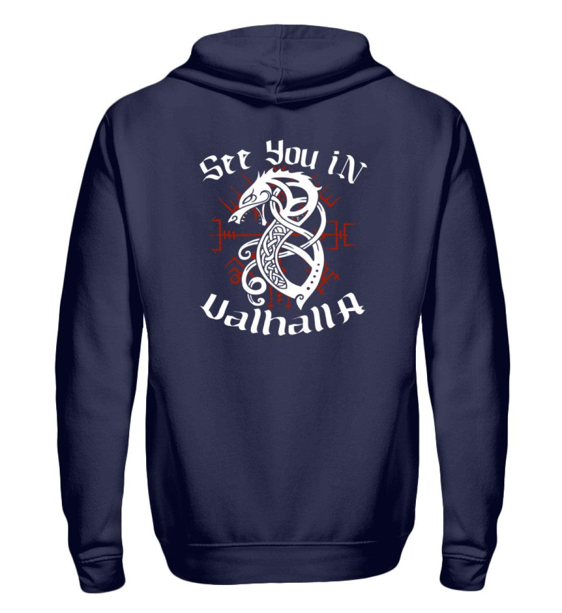 🐉 See You in Valhalla – Wikinger Zipp-Hoodie mit Drachen & Runen 🐉 - Nordic Viking Wear