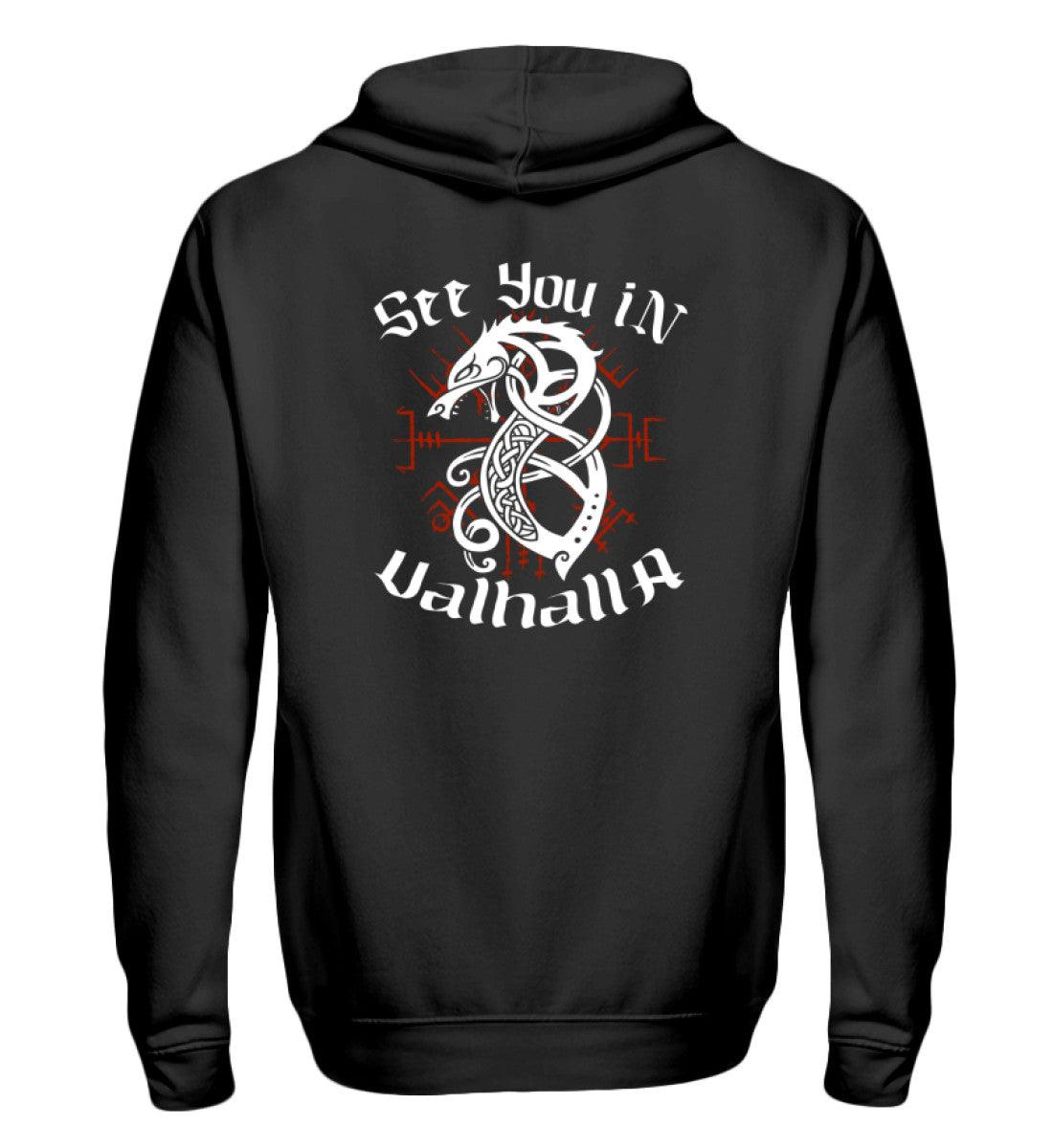 🐉 See You in Valhalla – Wikinger Zipp-Hoodie mit Drachen & Runen 🐉 - Nordic Viking Wear