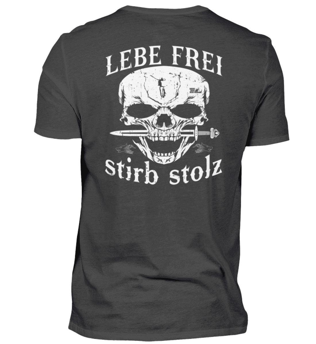 Lebe Frei, Stirb Stolz – Wikinger Premiumshirt Backside mit Totenkopf und Schwert-Design - Nordic Viking Wear
