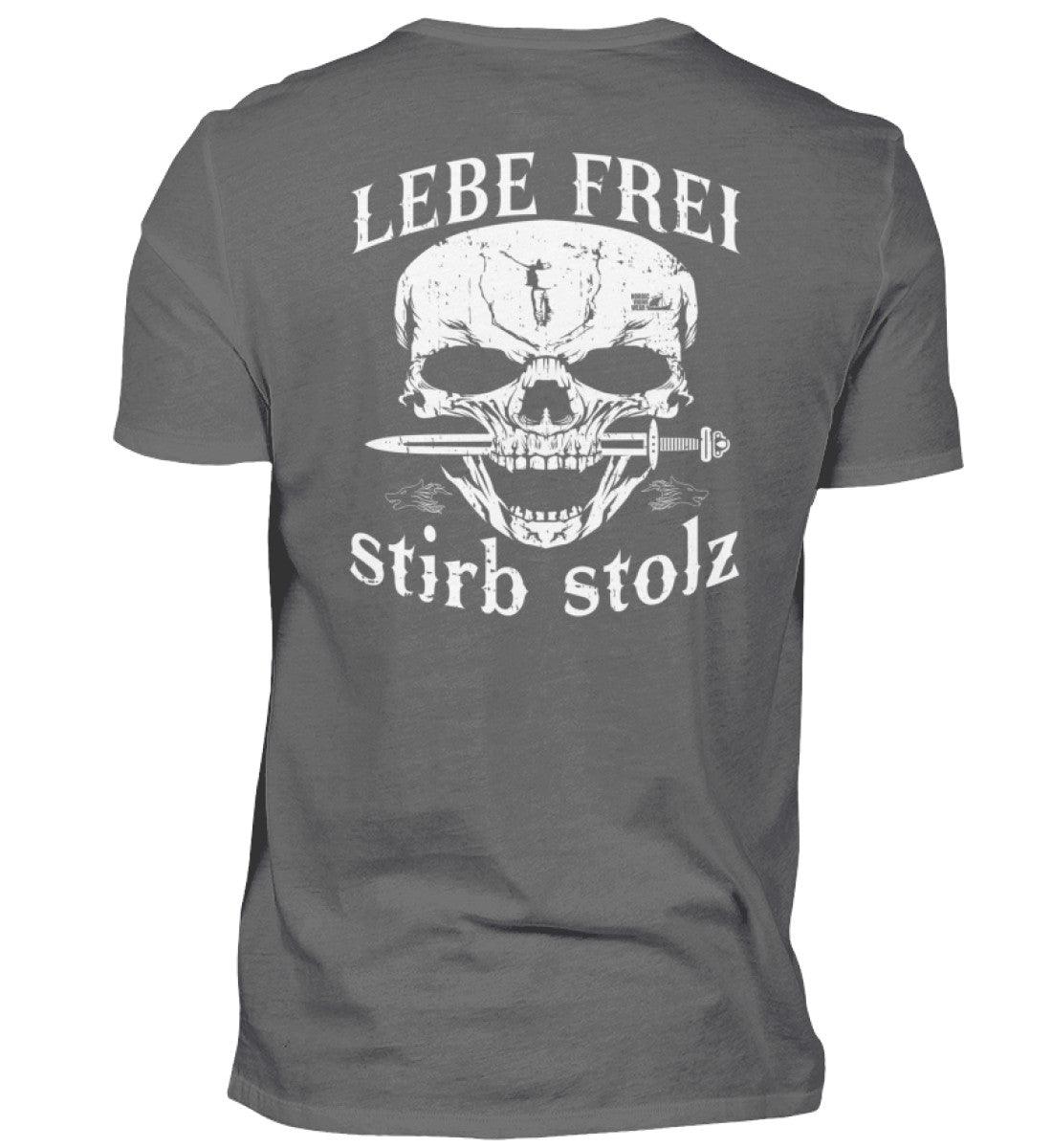 Lebe Frei, Stirb Stolz – Wikinger Premiumshirt Backside mit Totenkopf und Schwert-Design - Nordic Viking Wear