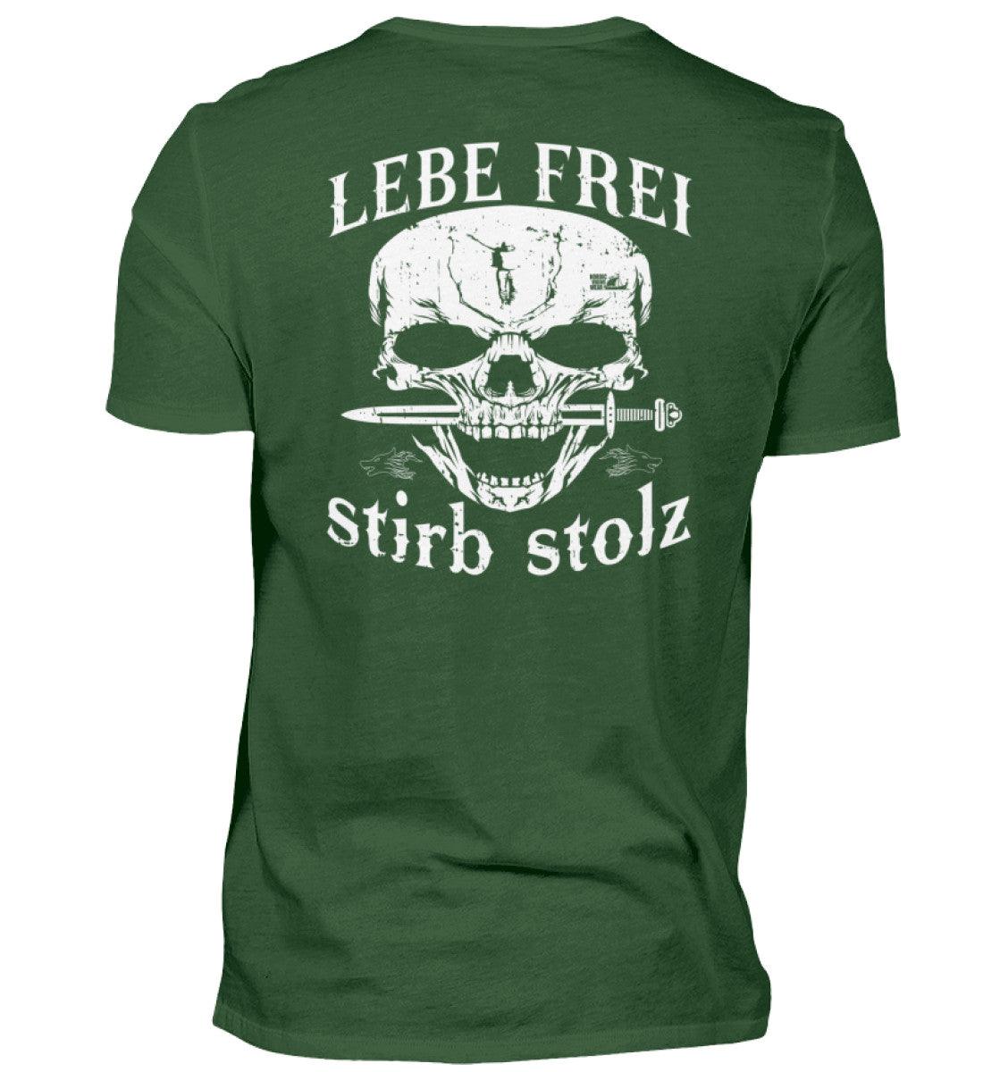 Lebe Frei, Stirb Stolz – Wikinger Premiumshirt Backside mit Totenkopf und Schwert-Design - Nordic Viking Wear