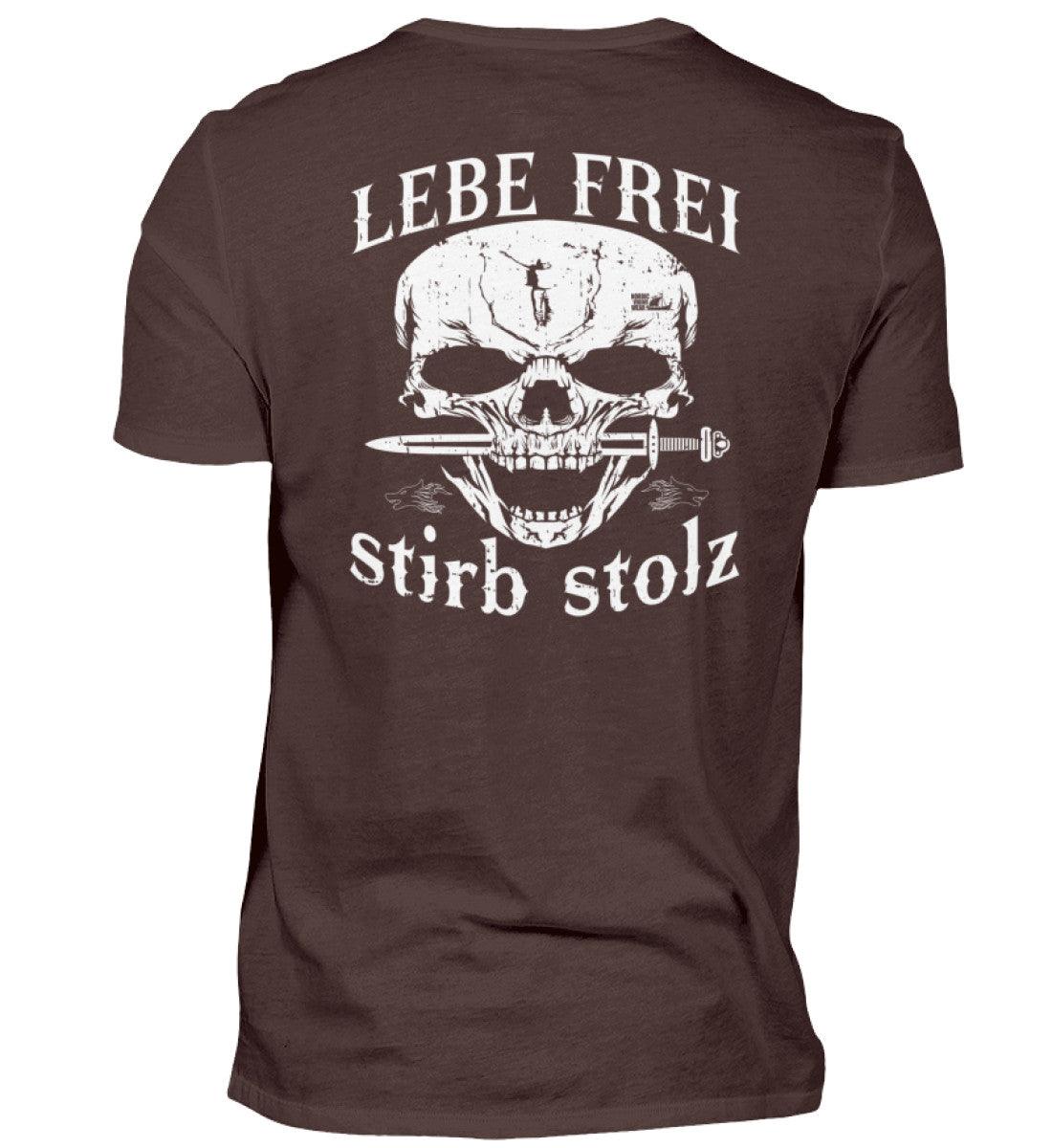 Lebe Frei, Stirb Stolz – Wikinger Premiumshirt Backside mit Totenkopf und Schwert-Design - Nordic Viking Wear