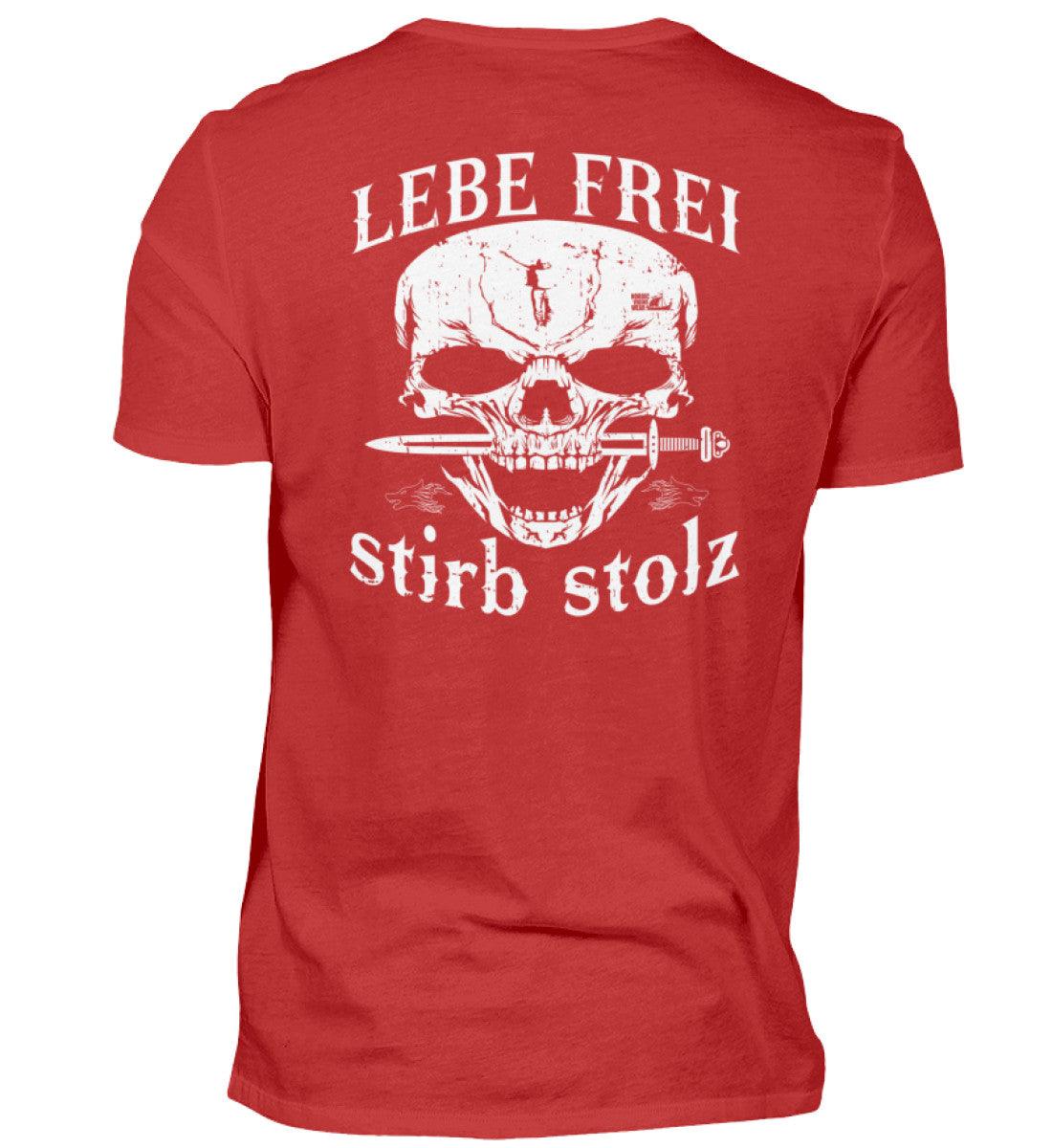 Lebe Frei, Stirb Stolz – Wikinger Premiumshirt Backside mit Totenkopf und Schwert-Design - Nordic Viking Wear