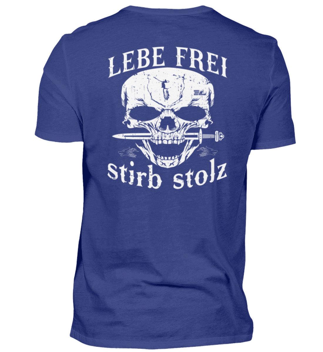 Lebe Frei, Stirb Stolz – Wikinger Premiumshirt Backside mit Totenkopf und Schwert-Design - Nordic Viking Wear