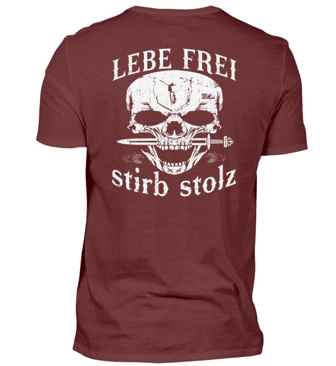 Lebe Frei, Stirb Stolz – Wikinger Premiumshirt Backside mit Totenkopf und Schwert-Design - Nordic Viking Wear