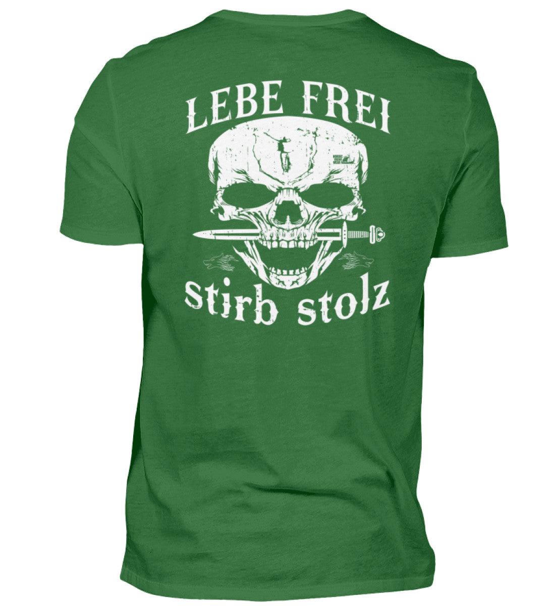Lebe Frei, Stirb Stolz – Wikinger Premiumshirt Backside mit Totenkopf und Schwert-Design - Nordic Viking Wear