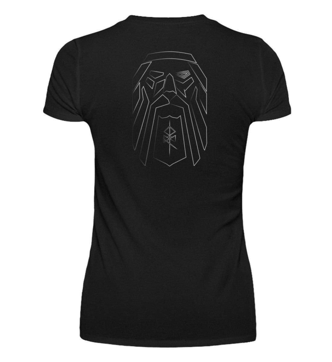 Schildmaiden V-Neck mit Odin-Darstellung und Binderune – Symbol der Weisheit und Stärke - Nordic Viking Wear