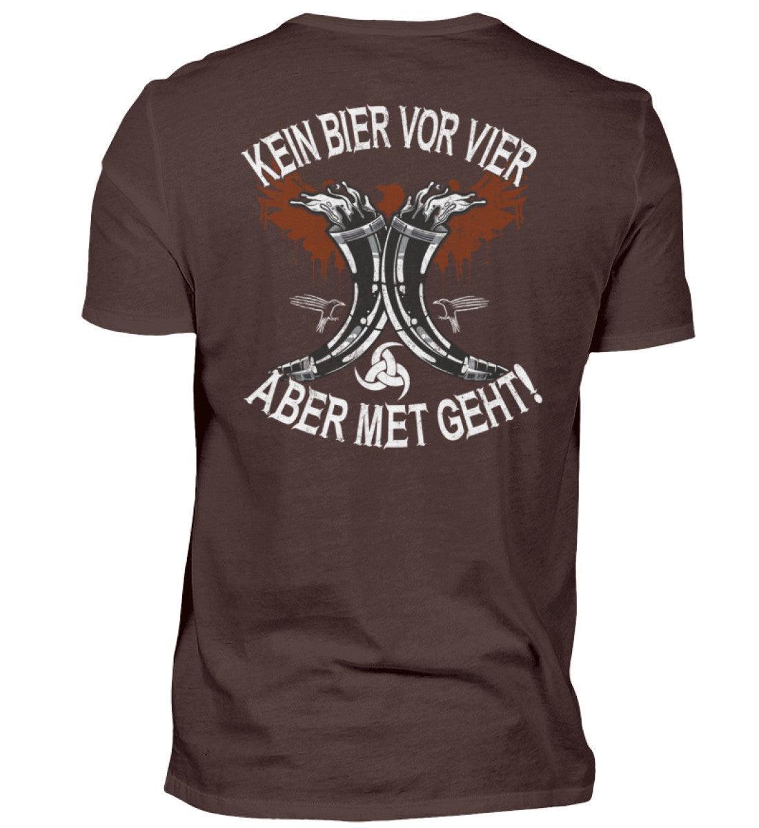 Wikinger-Themen Premiumshirt "Kein Bier vor Vier – Aber Met Geht" – Mittelalter-Fanartikel, Met-Liebhaber Geschenk - Nordic Viking Wear