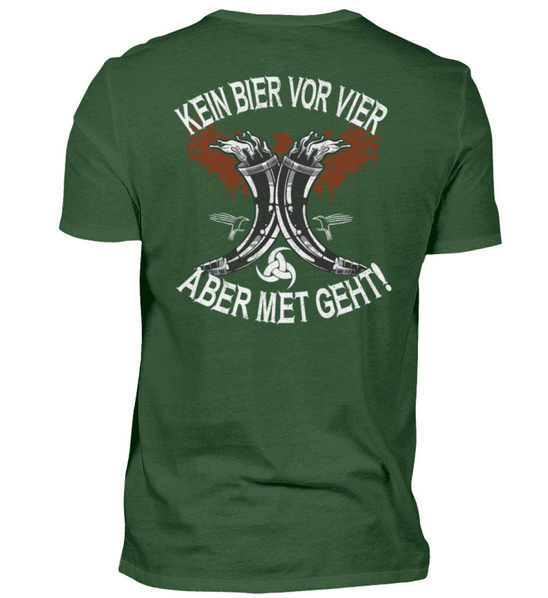 Wikinger-Themen Premiumshirt "Kein Bier vor Vier – Aber Met Geht" – Mittelalter-Fanartikel, Met-Liebhaber Geschenk - Nordic Viking Wear