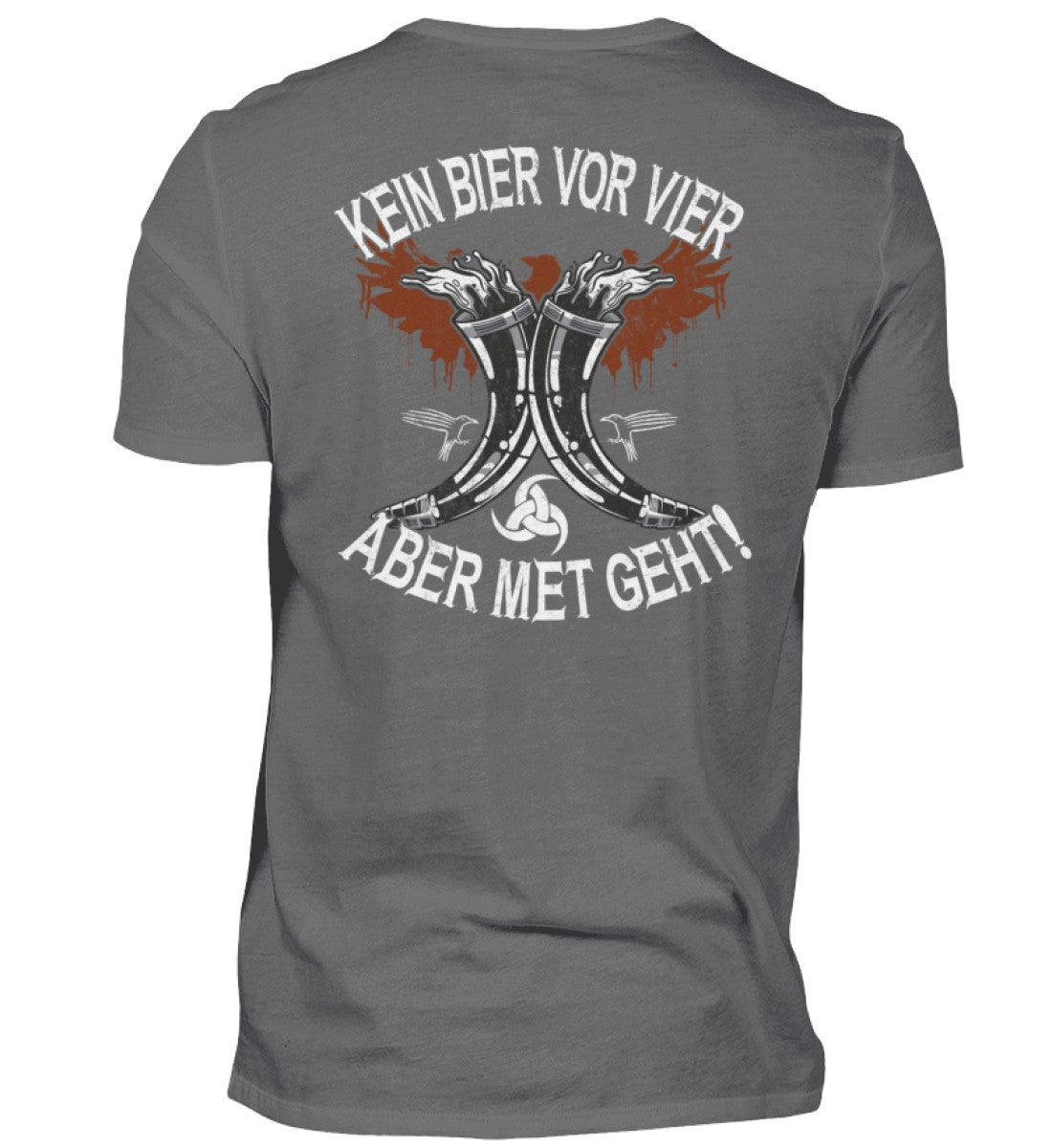 Wikinger-Themen Premiumshirt "Kein Bier vor Vier – Aber Met Geht" – Mittelalter-Fanartikel, Met-Liebhaber Geschenk - Nordic Viking Wear