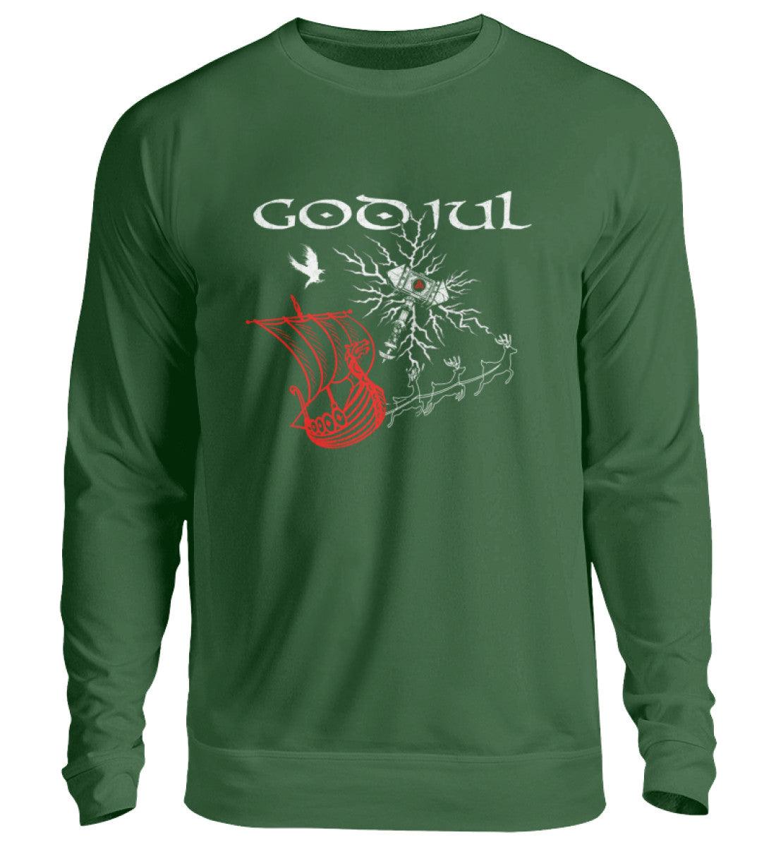 Wikinger Weihnachts-Sweatshirt – God Jul Design mit Thors Hammer & Drachenboot - Nordic Viking Wear