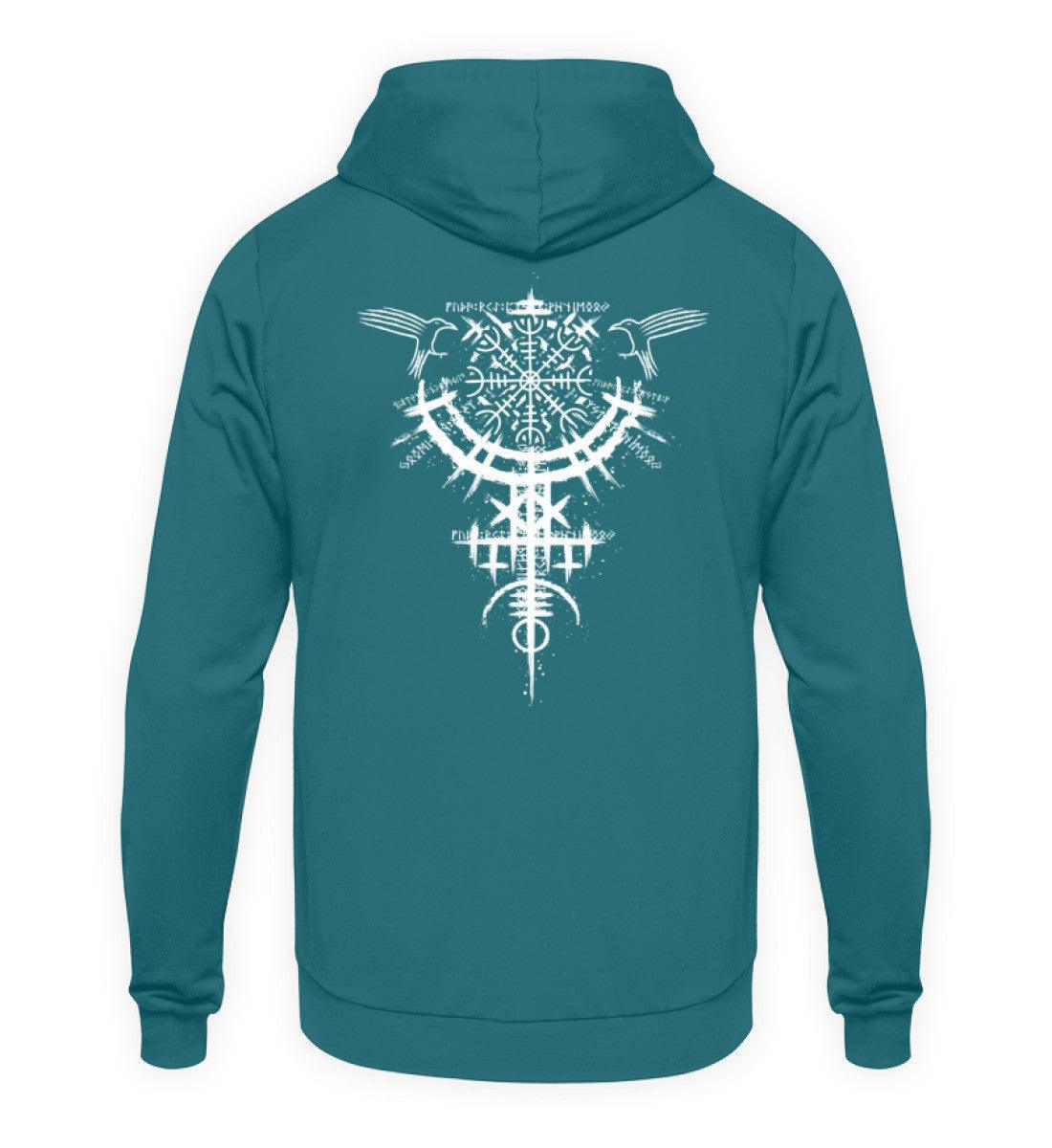 Wikinger Hoodie mit mystischem Runenkreis und Raben-Design - Stil trifft Tradition - Nordic Viking Wear