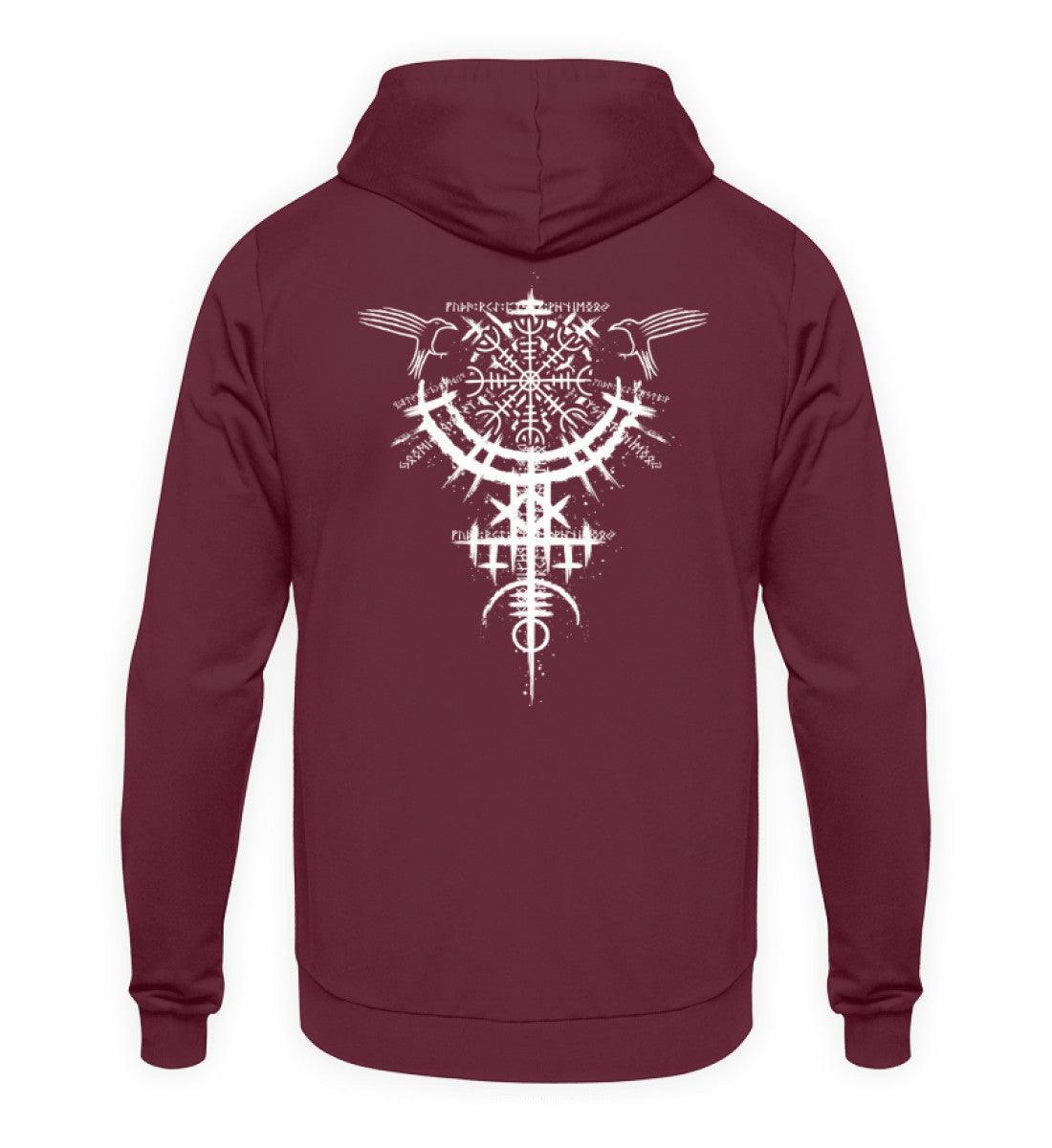 Wikinger Hoodie mit mystischem Runenkreis und Raben-Design - Stil trifft Tradition - Nordic Viking Wear
