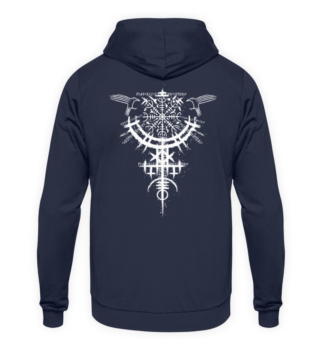 Wikinger Hoodie mit mystischem Runenkreis und Raben-Design - Stil trifft Tradition - Nordic Viking Wear