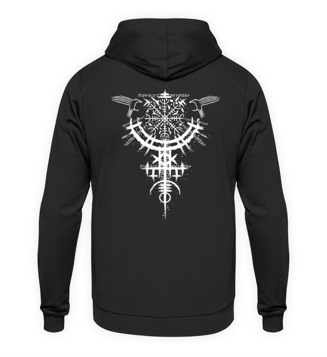 Wikinger Hoodie mit mystischem Runenkreis und Raben-Design - Stil trifft Tradition - Nordic Viking Wear