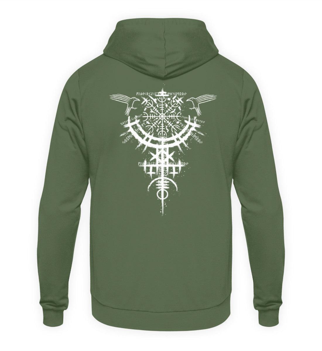 Wikinger Hoodie mit mystischem Runenkreis und Raben-Design - Stil trifft Tradition - Nordic Viking Wear