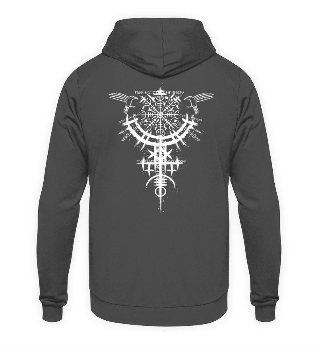 Wikinger Hoodie mit mystischem Runenkreis und Raben-Design - Stil trifft Tradition - Nordic Viking Wear